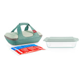Pyrex® Deep Portable 4-piece Glass Baking Dish Set Portable Set, Green Sage Lid
