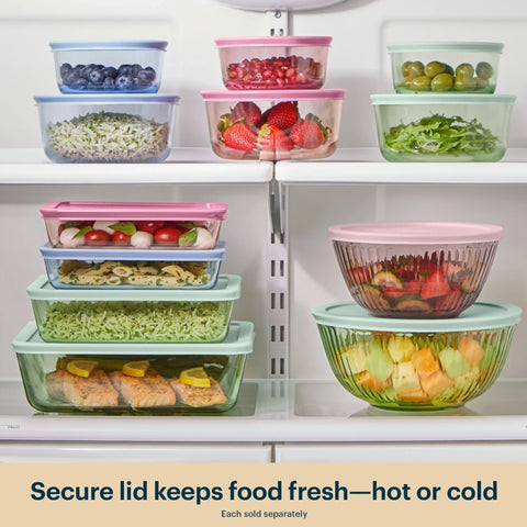 Pyrex® Simply Store® Tinted Glass 4-cup Round Storage Containers, 4-pc Set, Mixed Colors