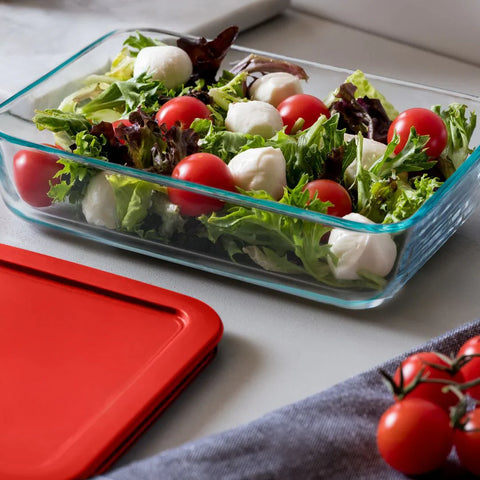 Pyrex® Simply Store® 6-cup Rectangular Glass Food Storage Container with Red Lid