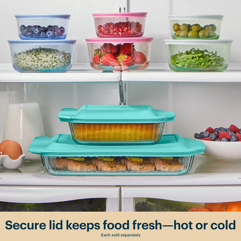 Pyrex® Sculpted Tinted Glass 3QT Oblong Baking Dish with Lid, Aqua