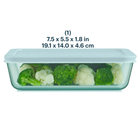 Pyrex® Simply Store® Tinted Glass 6-cup Rectangle Storage Container with Lid, Aqua