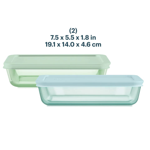 Pyrex® Simply Store® Tinted Glass 3-cup Rectangle Storage Containers, 4-pc Set, Mixed Colors