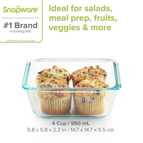 Snapware® Total Solution® Pyrex® Glass 4-cup Square Food Storage with Plastic Lid