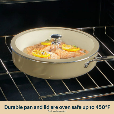 Pyrex® Ceramic Cookware 10.8-in/3.5qt Deep Fry Pan with Lid